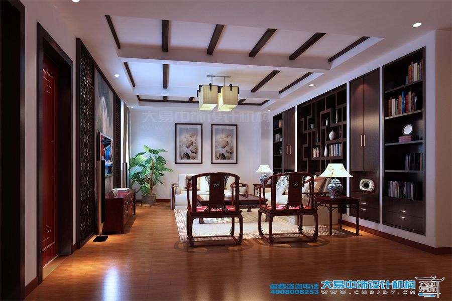 山西長治現代中式風格復式樓設計效果圖