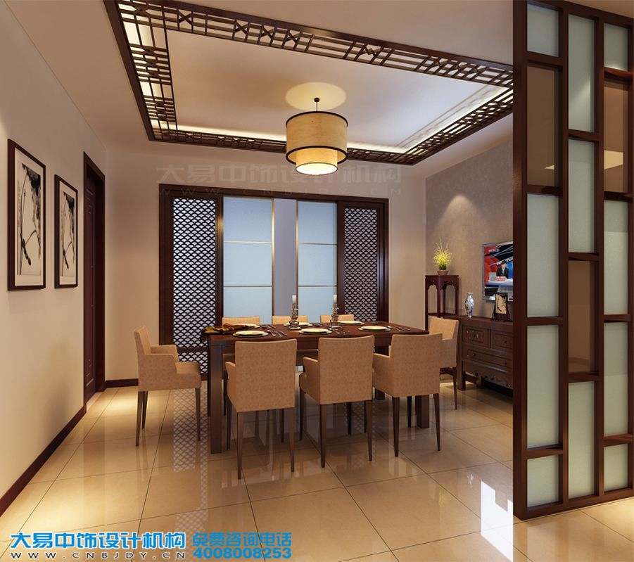 山西長治現代中式風格復式樓設計效果圖