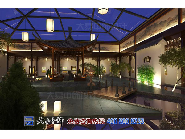 中式四合院茶室裝修設計 覓清幽之境享茶墨之韻